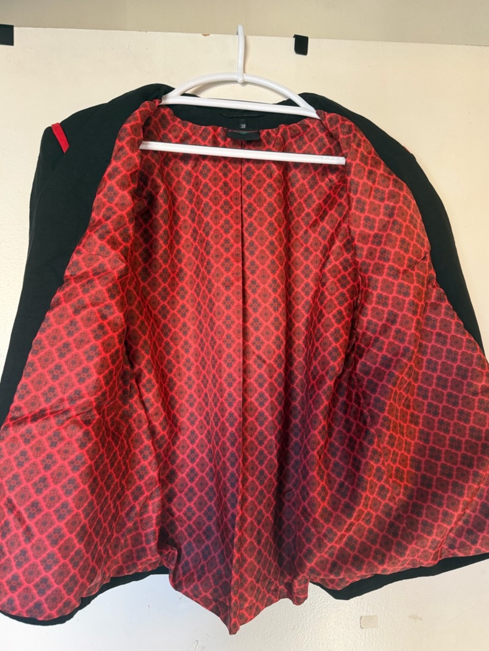 Altenbeurer Black Linen Blend Blazer Red Trim Lined Jacket Size 38 Vintage Style - Picture 8 of 10